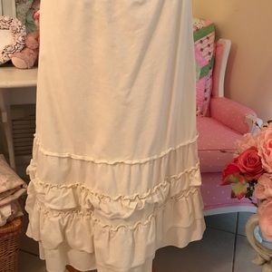 Ann Taylor loft corduroy ruffle skirt light cream